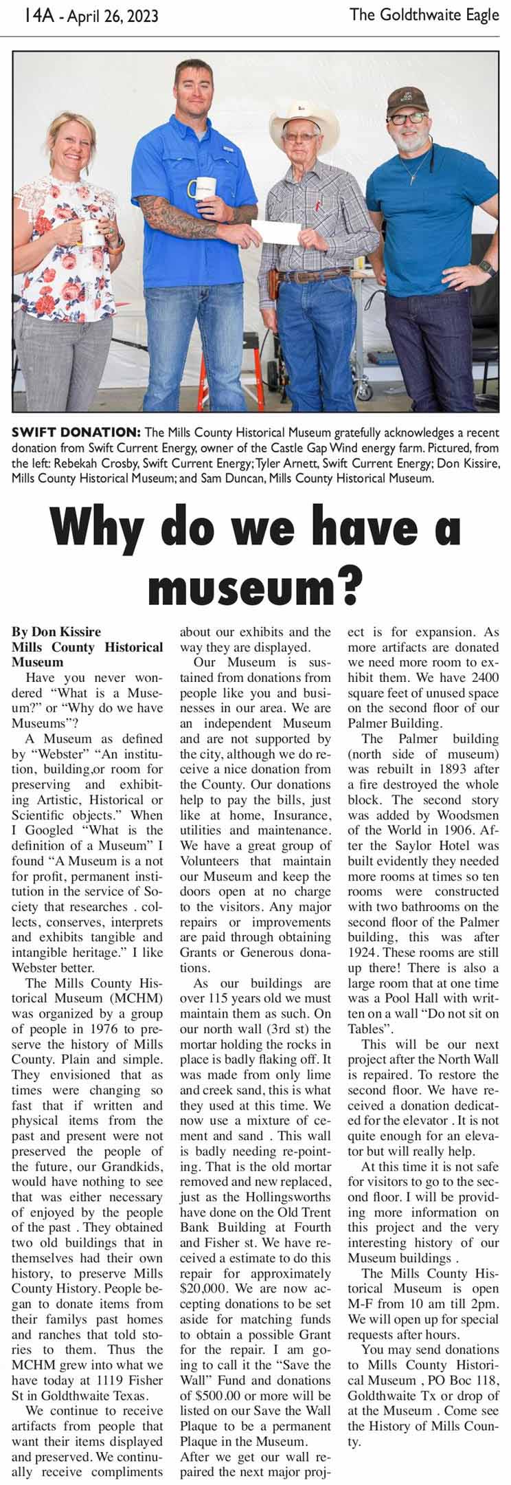 Museum seeking donations